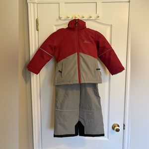 Sunice Red and Gray Kids Insulated Two-Piece Snow Set